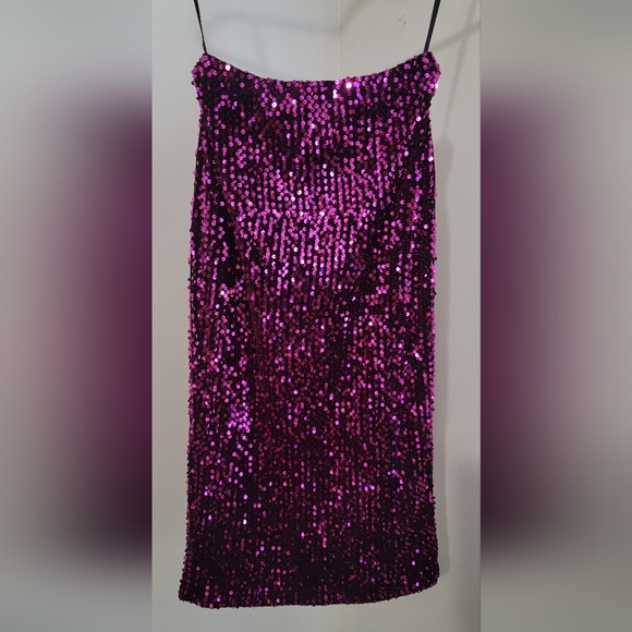 Michael Costello x REVOLVE Nicolette Midi Skirt in Fuchsia Size S Sparkly NYE - Picture 4 of 10